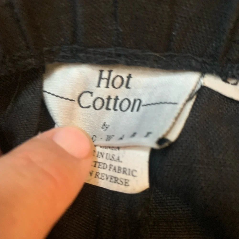 Linen Hot Cotton Black Straight Leg Pants - Picture 2 of 3